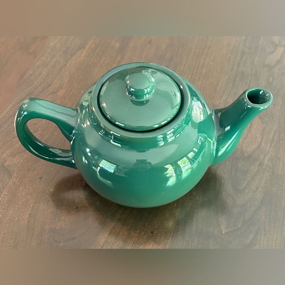 Vintage Newcor Stoneware Charming Green Teapot